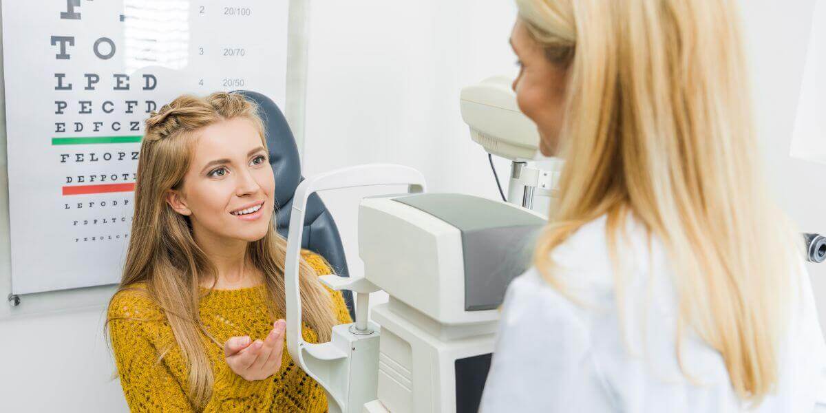 Woman at eye appointment